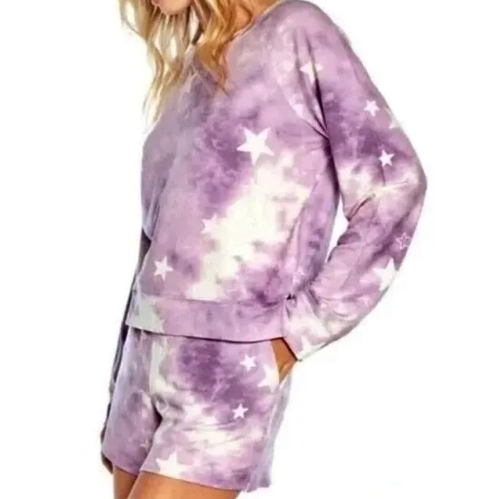 Wildfox Purple and White Tie-Dye Pajama‎ Set